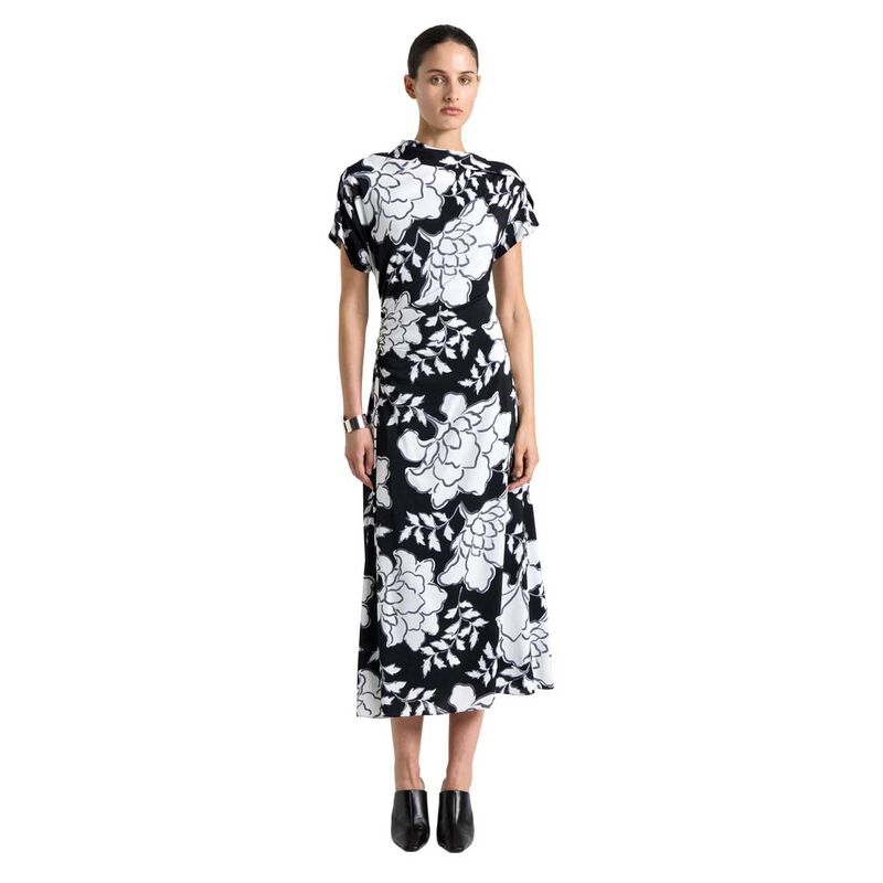 Cue Graphic Floral Fold Neck Midi Dress image number 0